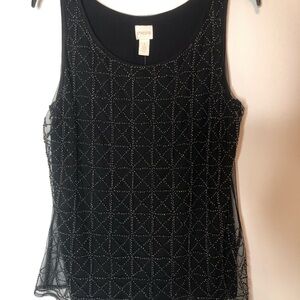 NWT Chico's Black Metallic Embellished Tank Top